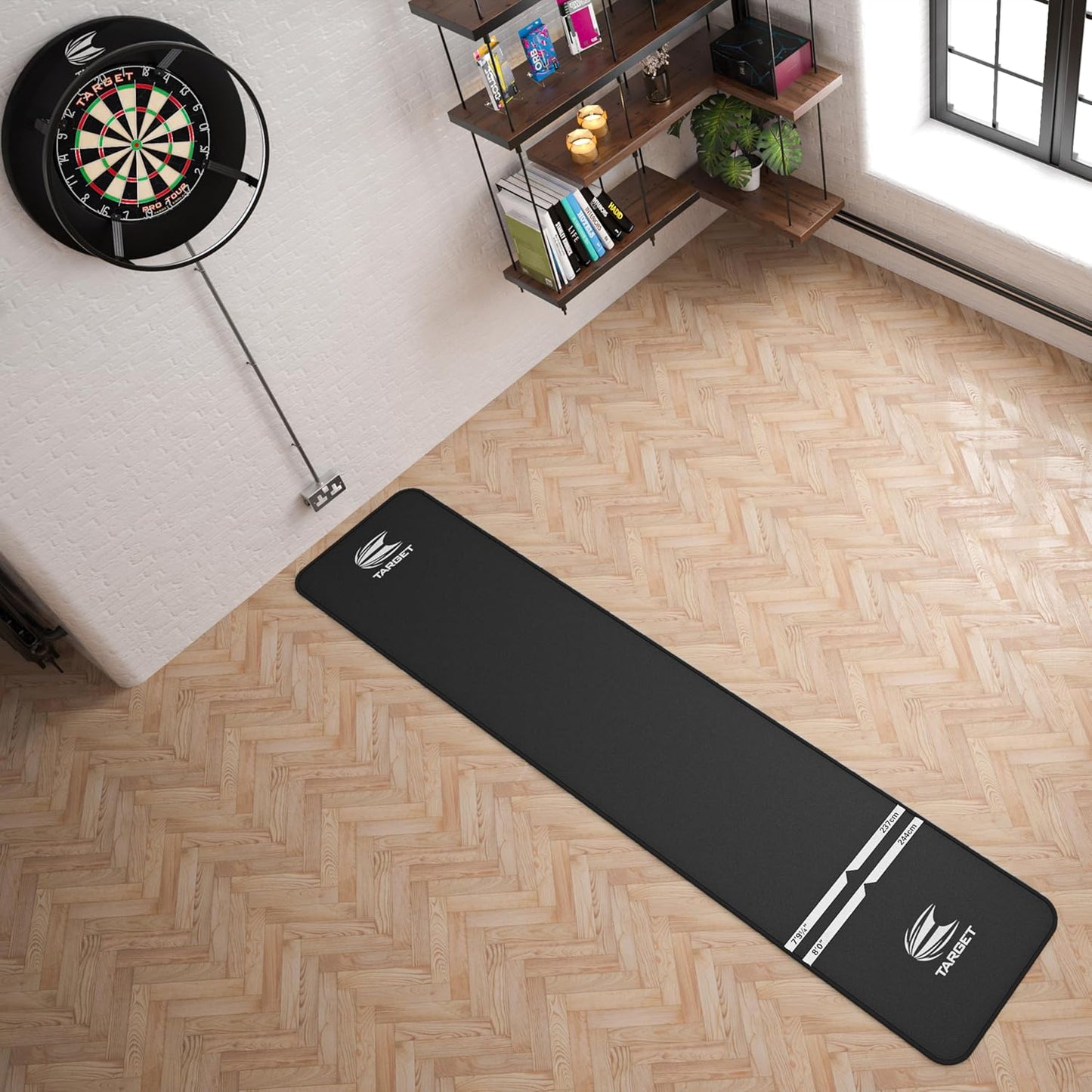 Dart Mat - World Champions/Ink/Mod | Dart Oche Mat with Soft Tip and Steel Tip Throw Line Distances | Non Slip Carpet Mats for Floor and Dart Tips Protection | Darts Accessories