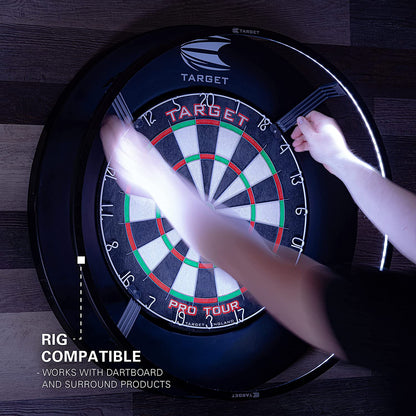 Corona Vision Dartboard Lighting System, Black Frame | White LED Dart Board Surround Ring Light with Magnetic Feet | Shadow Eliminating Dartboard Light | Professional Darts Accessories