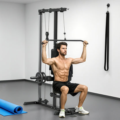 Pull up Bar Stand Power Cage with Adjustable Seat, Home Gym