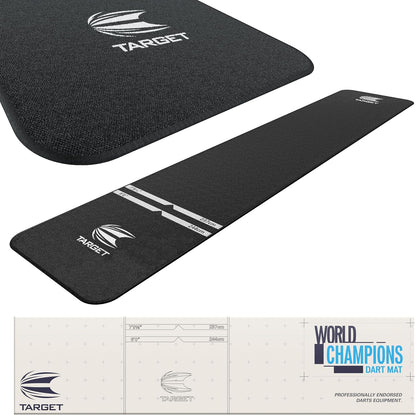 Dart Mat - World Champions/Ink/Mod | Dart Oche Mat with Soft Tip and Steel Tip Throw Line Distances | Non Slip Carpet Mats for Floor and Dart Tips Protection | Darts Accessories