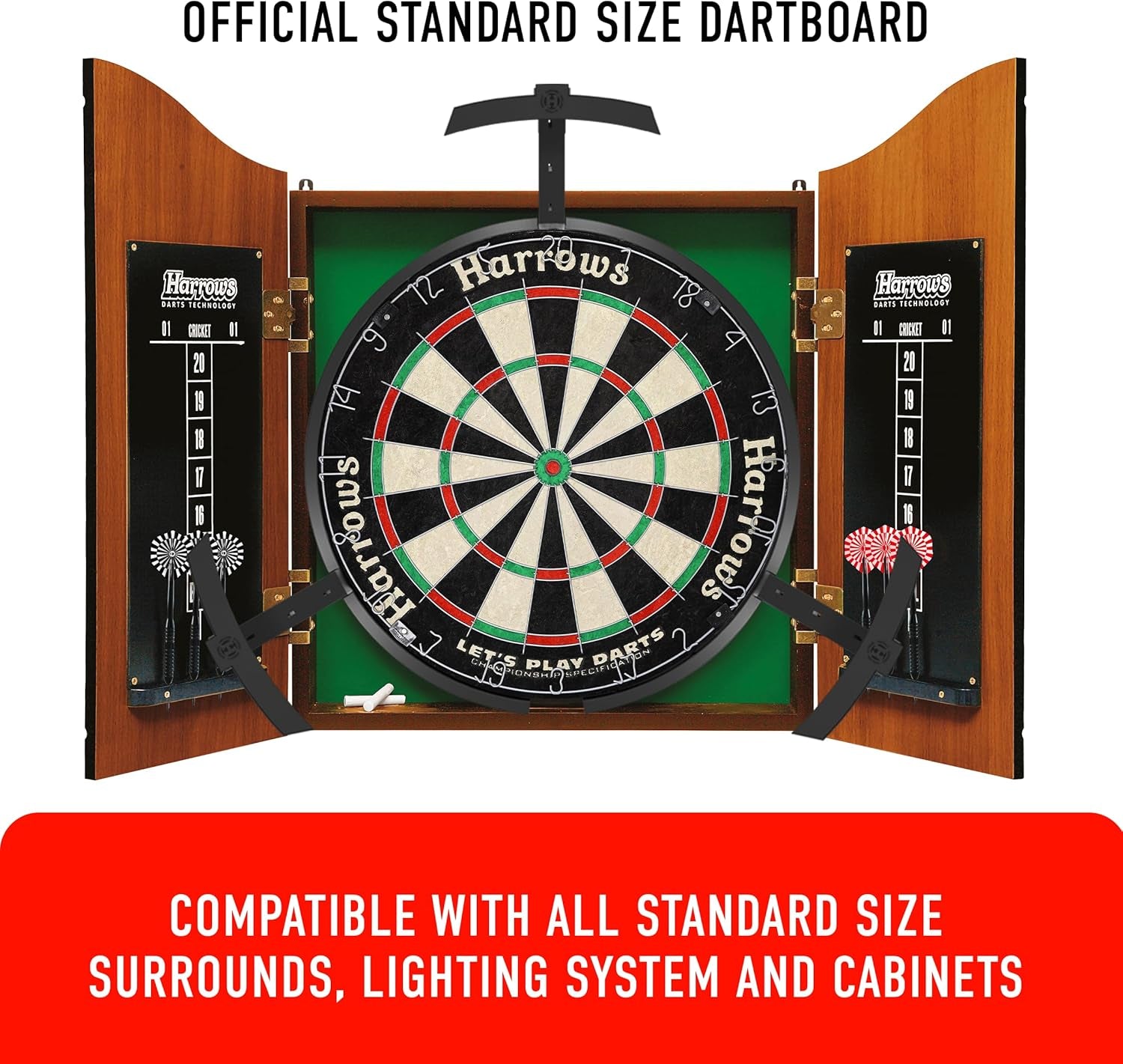 Dart Board Let’S Play Set, Dartboard Official Size I Contains 6 Darts I Compatible with Dart Board Stand, Lighting and Cabinet I 6 Darts Set with Board
