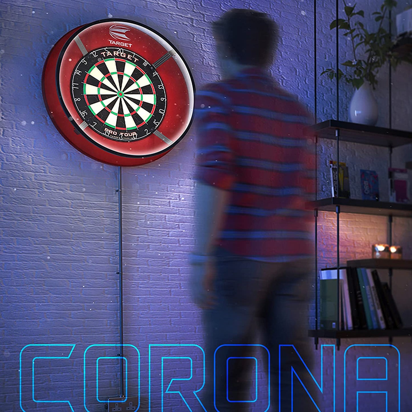 Corona Vision Dartboard Lighting System, Black Frame | White LED Dart Board Surround Ring Light with Magnetic Feet | Shadow Eliminating Dartboard Light | Professional Darts Accessories