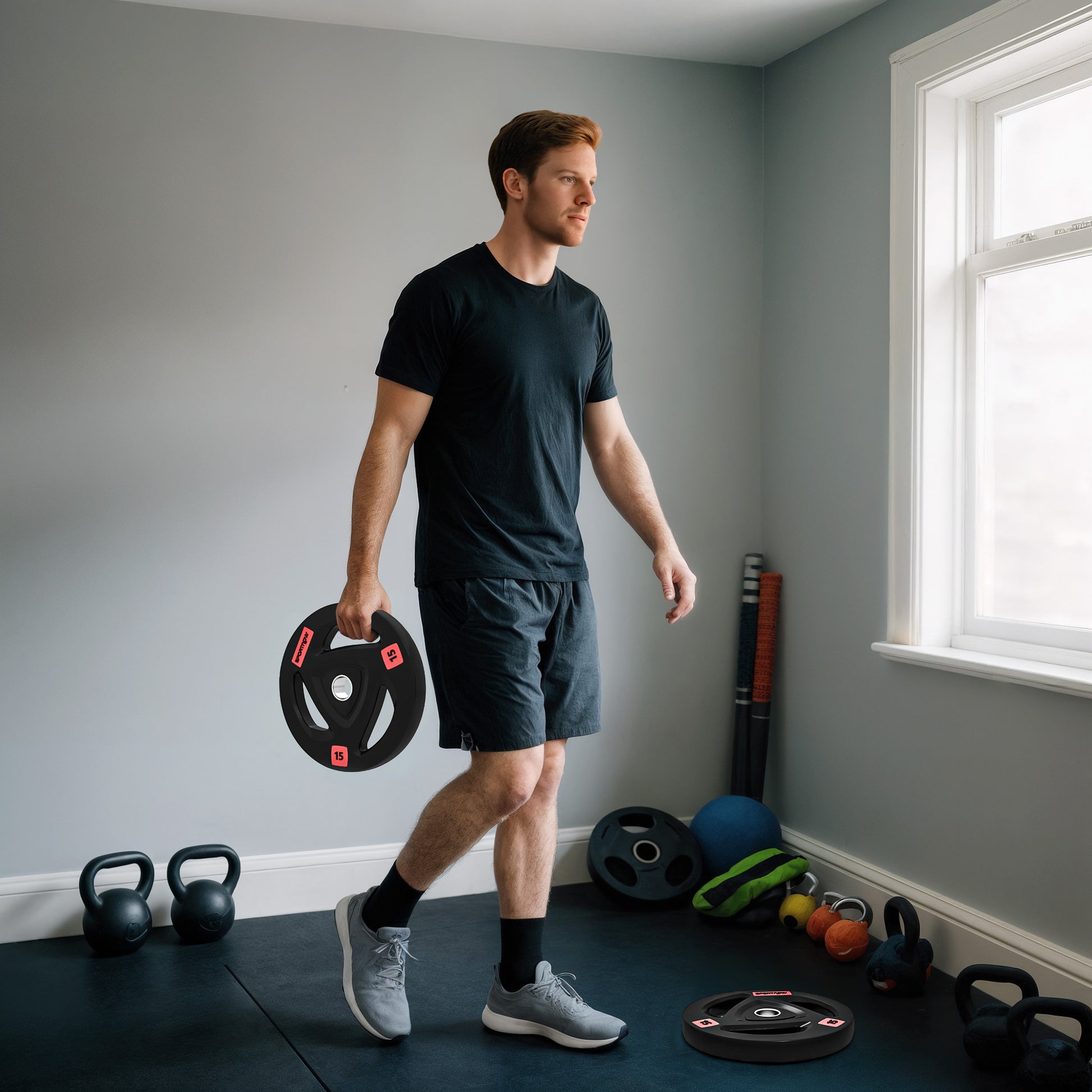 Olympic Weight Plates, Tri-Grip Barbell Weights Set with 2'' Holes