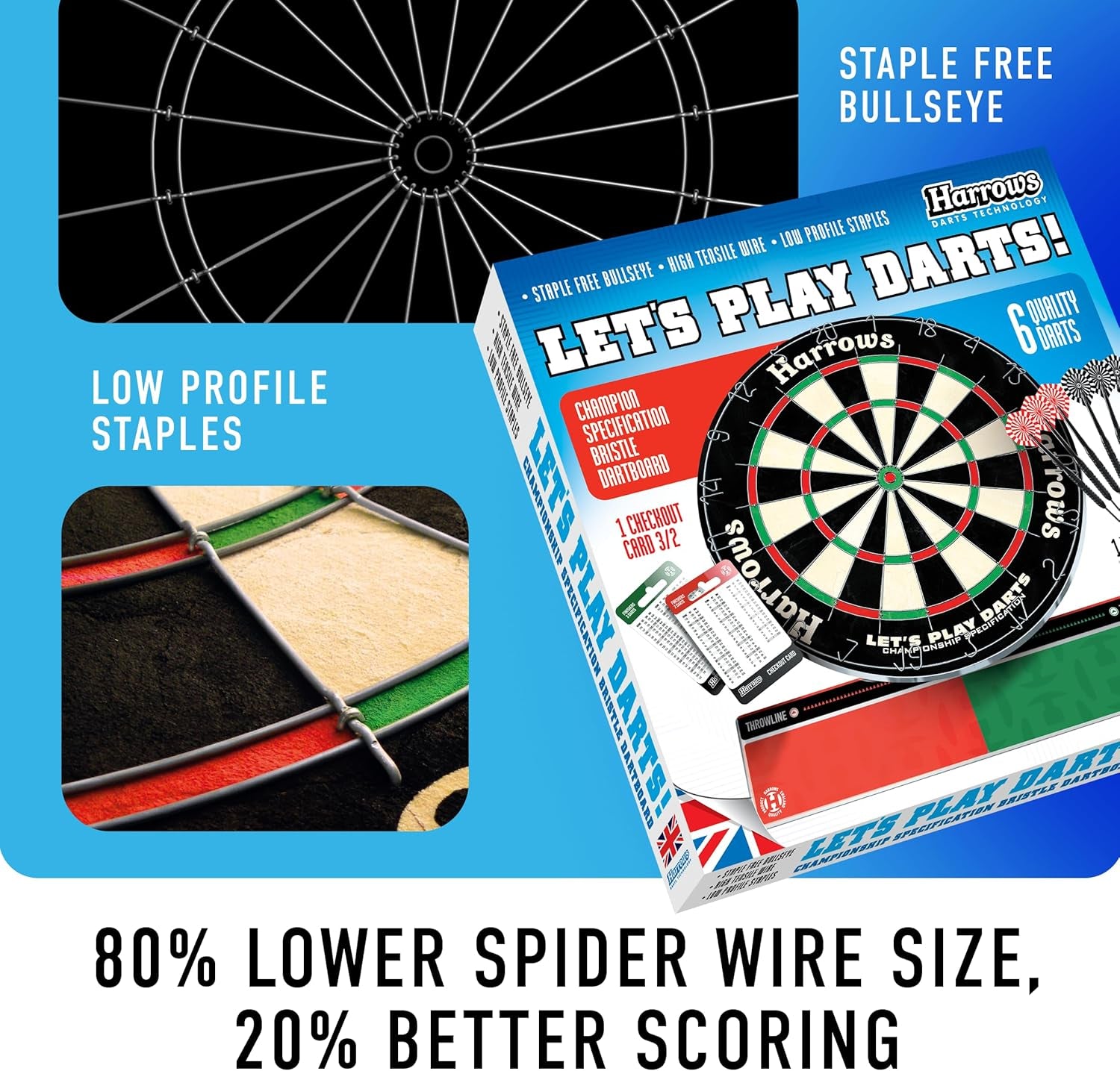 Dart Board Let’S Play Set, Dartboard Official Size I Contains 6 Darts I Compatible with Dart Board Stand, Lighting and Cabinet I 6 Darts Set with Board