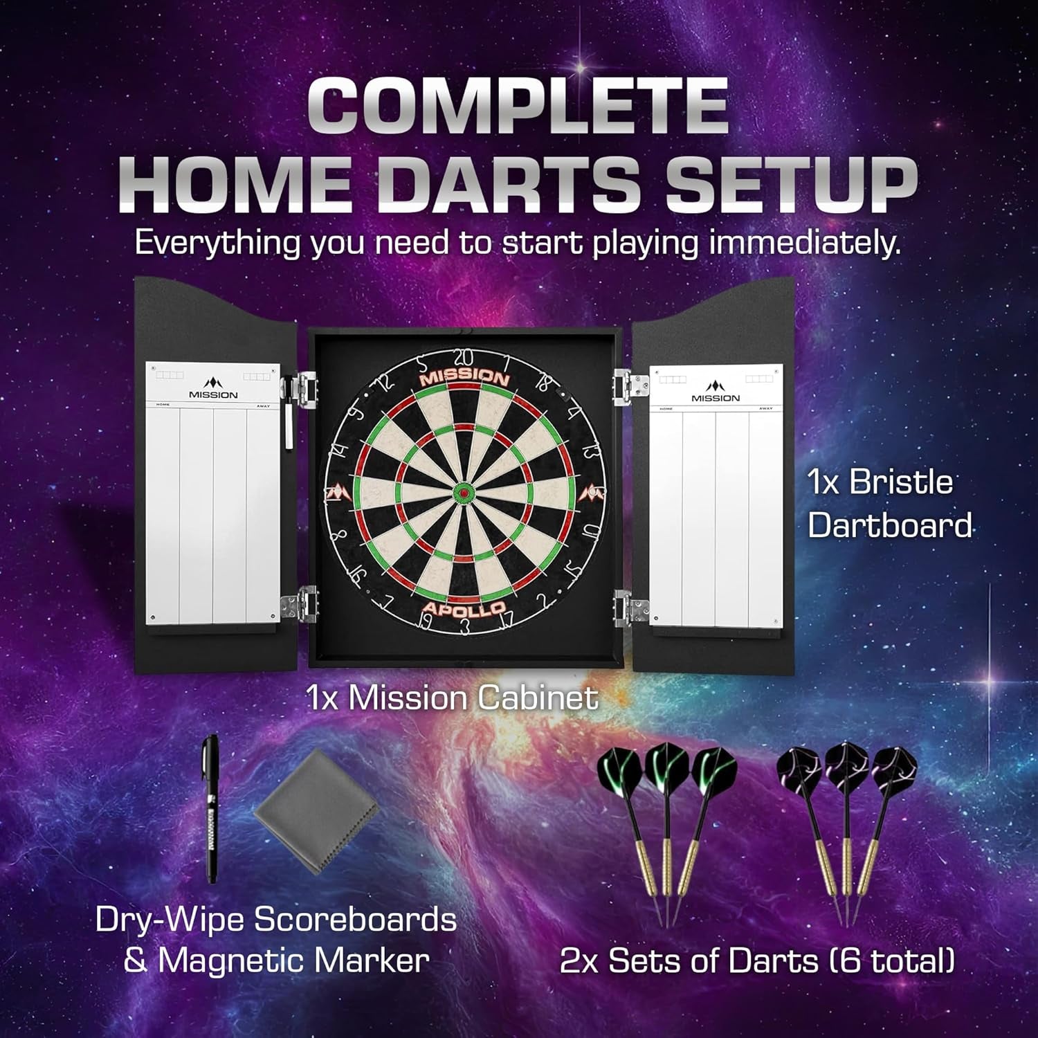 Dart Board Home Centre | Complete Darts Package Including Dartboard and 2 Sets of Darts