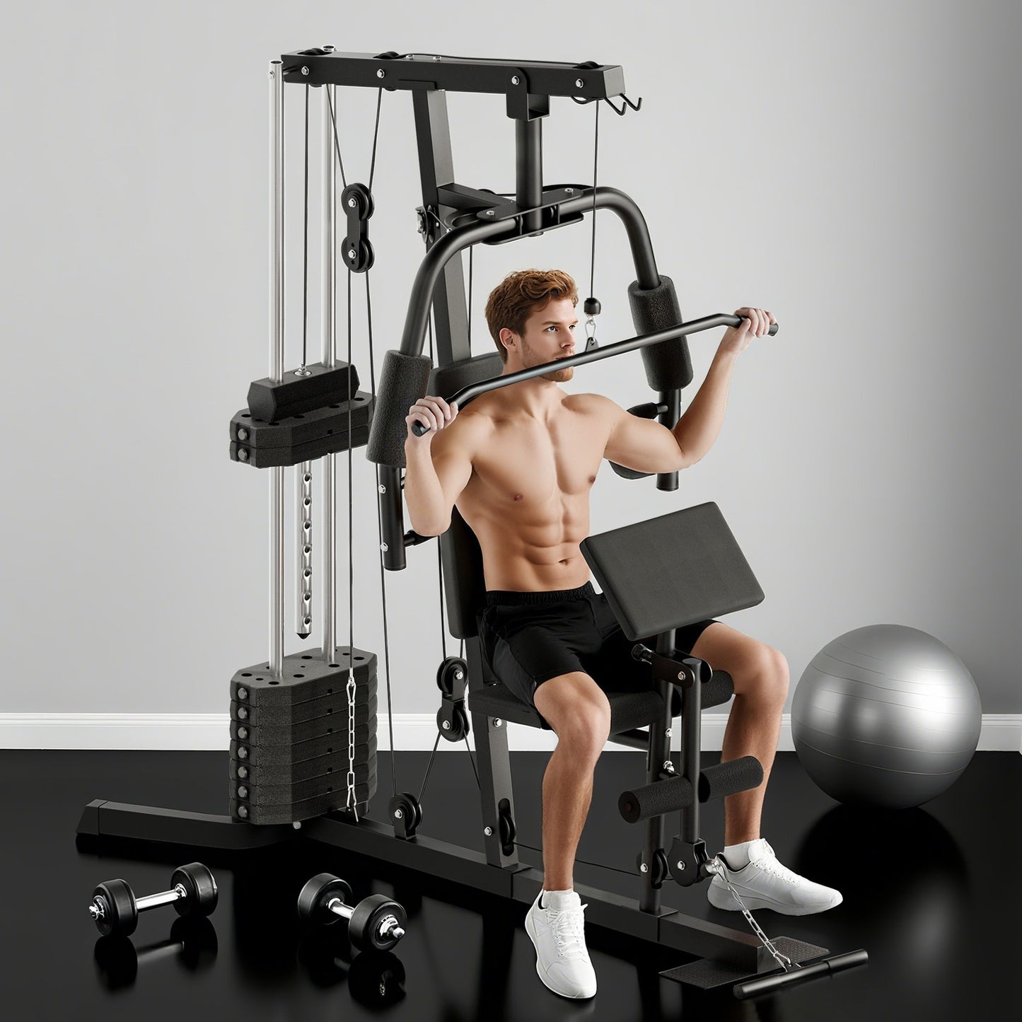 Multifunction Home Gym Machine with 45Kg Weight Stack, for Full Body Workout