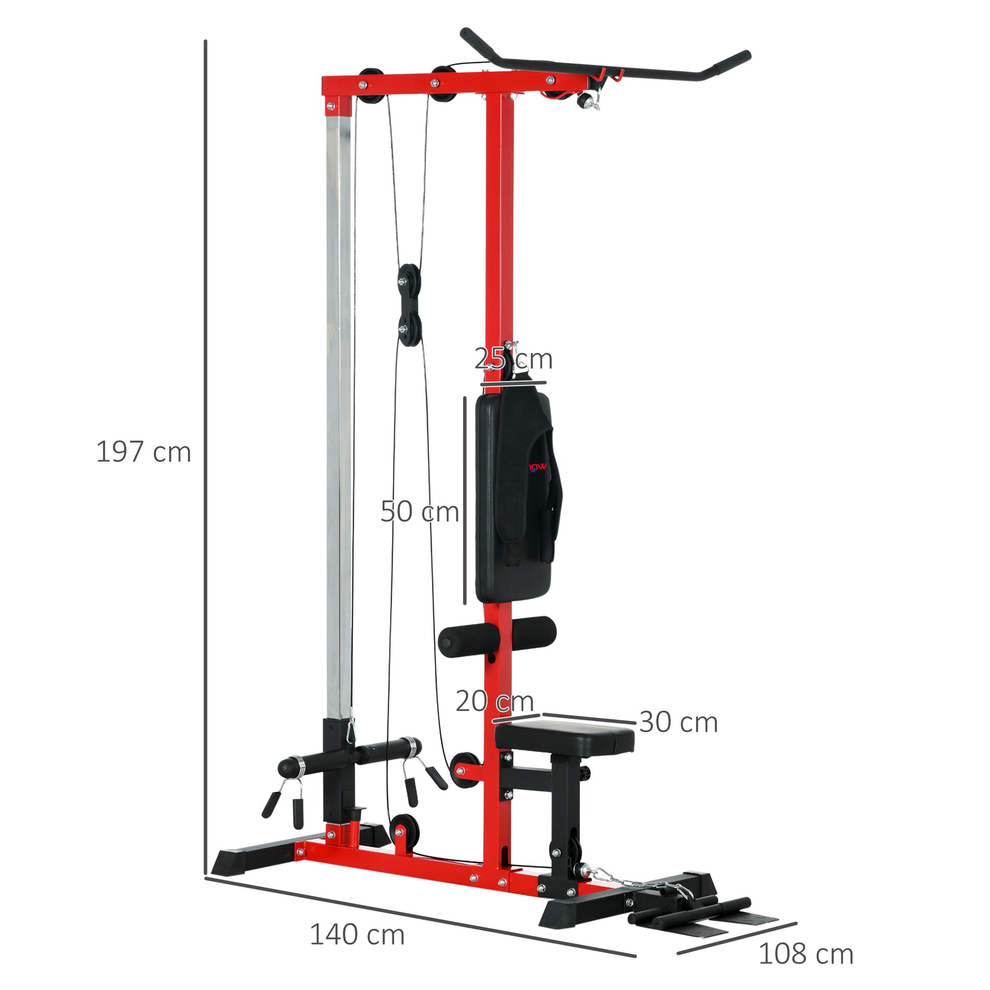 Pull up Bar Stand Power Cage with Adjustable Seat, Home Gym