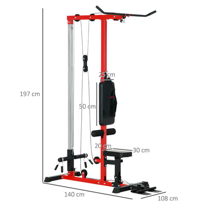 Pull up Bar Stand Power Cage with Adjustable Seat, Home Gym