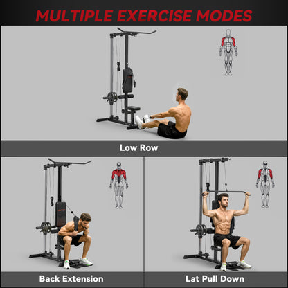 Pull up Bar Stand Power Cage with Adjustable Seat, Home Gym