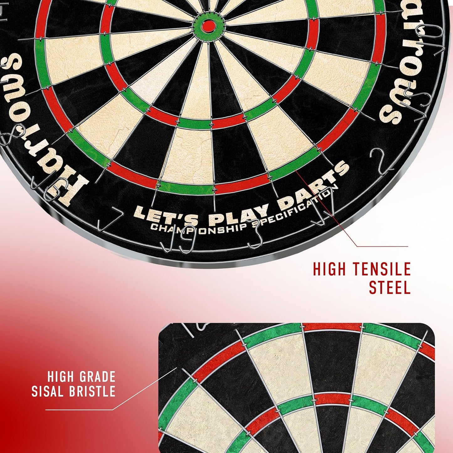 Dart Board Let’S Play Set, Dartboard Official Size I Contains 6 Darts I Compatible with Dart Board Stand, Lighting and Cabinet I 6 Darts Set with Board