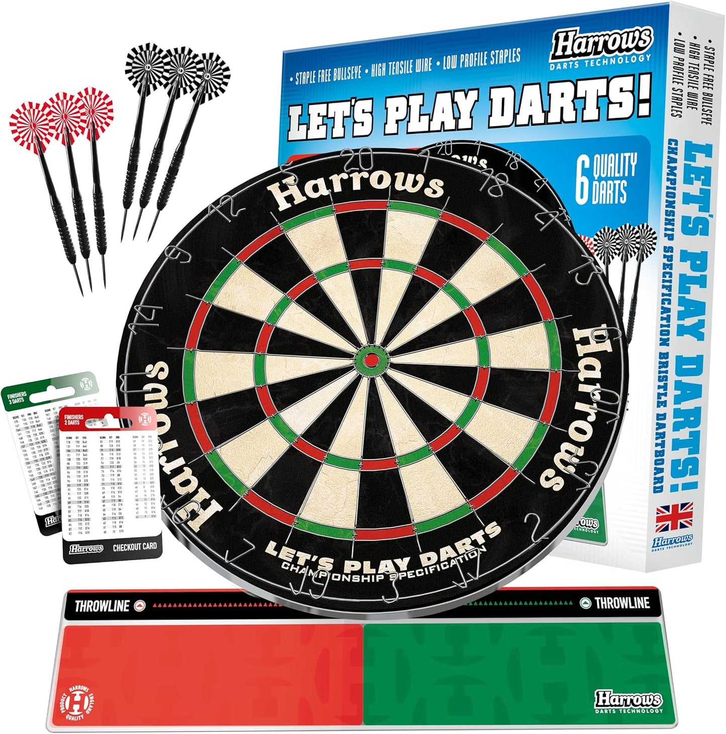 Dart Board Let’S Play Set, Dartboard Official Size I Contains 6 Darts I Compatible with Dart Board Stand, Lighting and Cabinet I 6 Darts Set with Board