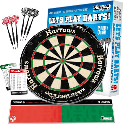 Dart Board Let’S Play Set, Dartboard Official Size I Contains 6 Darts I Compatible with Dart Board Stand, Lighting and Cabinet I 6 Darts Set with Board