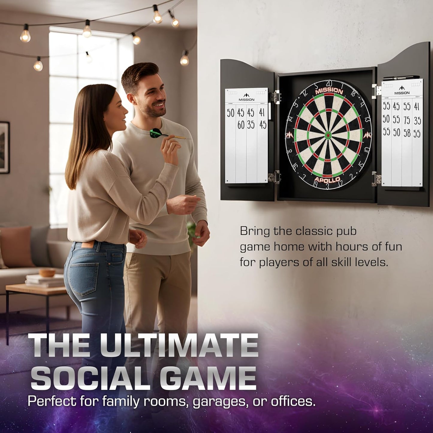 Dart Board Home Centre | Complete Darts Package Including Dartboard and 2 Sets of Darts