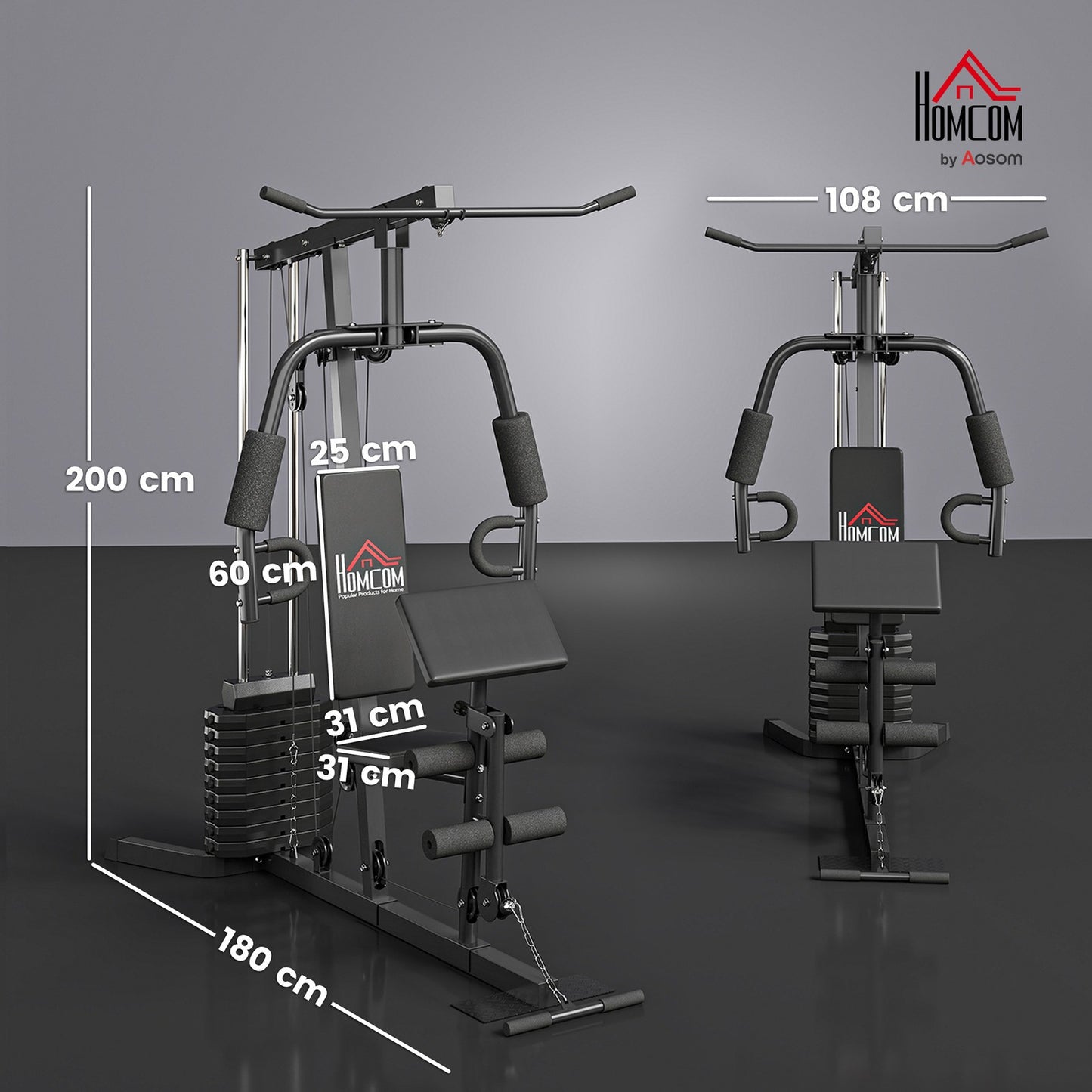 Multifunction Home Gym Machine with 45Kg Weight Stack, for Full Body Workout