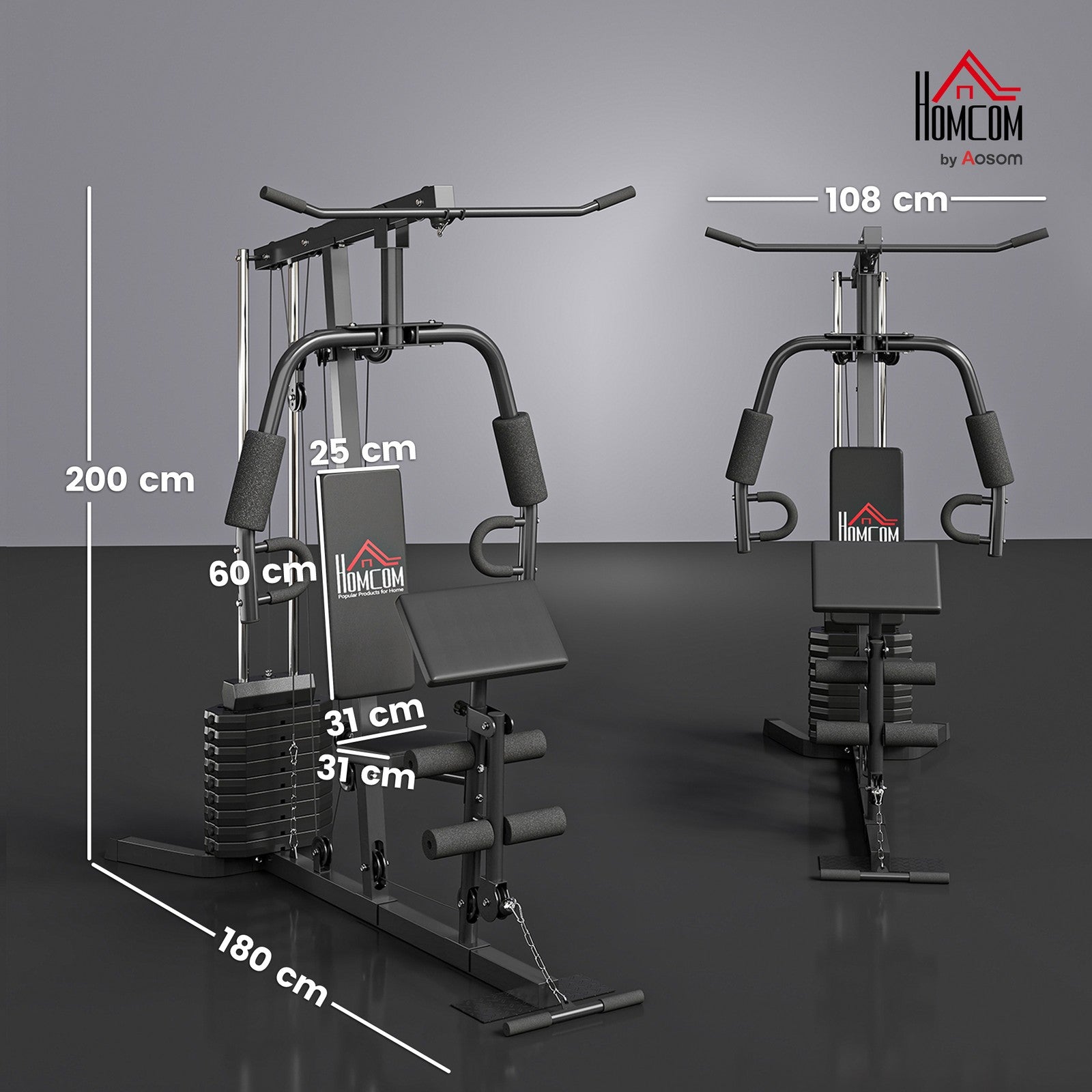 Multifunction Home Gym Machine with 45Kg Weight Stack, for Full Body Workout