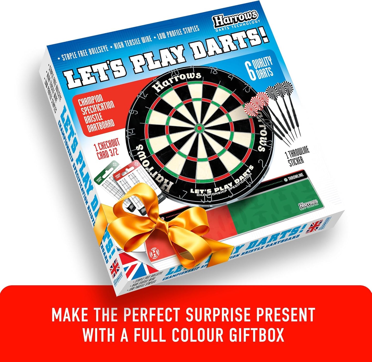 Dart Board Let’S Play Set, Dartboard Official Size I Contains 6 Darts I Compatible with Dart Board Stand, Lighting and Cabinet I 6 Darts Set with Board