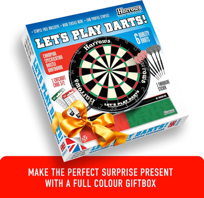 Dart Board Let’S Play Set, Dartboard Official Size I Contains 6 Darts I Compatible with Dart Board Stand, Lighting and Cabinet I 6 Darts Set with Board