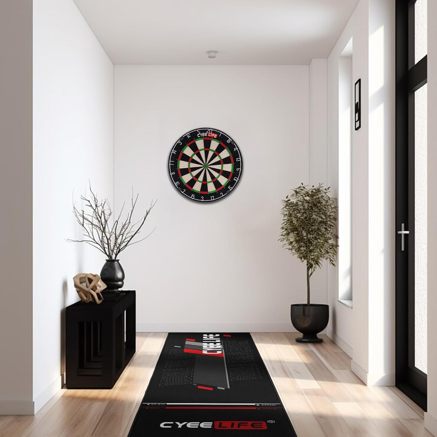 Darts Mat,297 X 66Cm Professional Non Slip Carpet Mats for Floor and Dart Tips Protection,Black