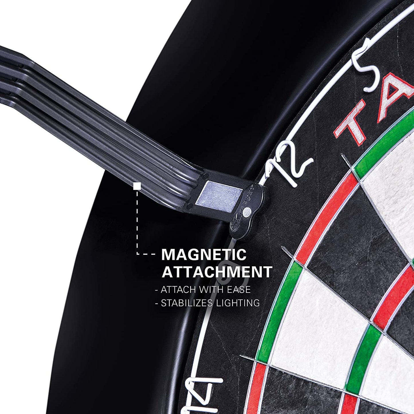 Corona Vision Dartboard Lighting System, Black Frame | White LED Dart Board Surround Ring Light with Magnetic Feet | Shadow Eliminating Dartboard Light | Professional Darts Accessories