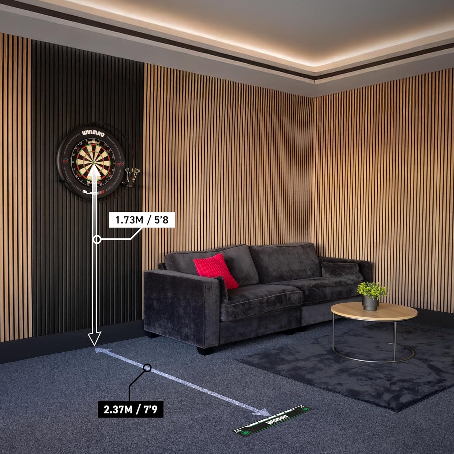 - Darts Oche Lines - High Visibility Throw Line Marker - Sticks to All Hard Surfaces - Available Designs: Blade 6, PDC, Man Cave Green - Professional Darts Accessories